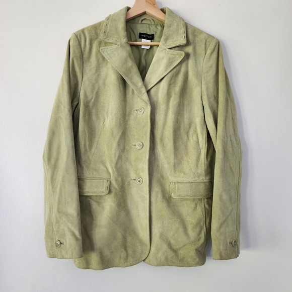 Womyn Jackets & Blazers - Womyn Green Genuine‎ Leather Suede Blazer Jacket Women's Size 8
